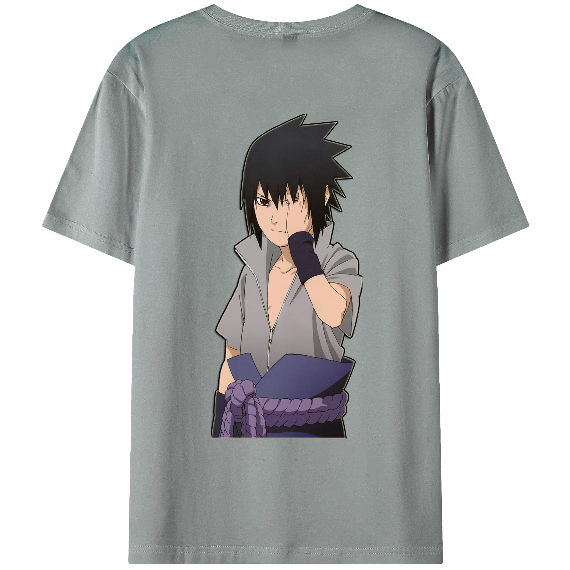 （画像用） NARUTO -ナルト- うちは サスケ Uchiha Sasuke 綿100％ メンズ半袖Tシャツ（バックプリント） 通気性